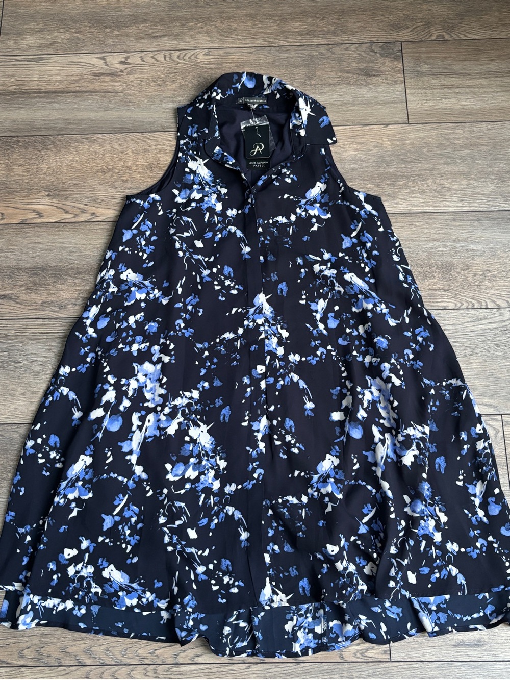 NWT Adrianna Papell Button Front Sleeveless Flowy Pockets Floral Dress Sz 6